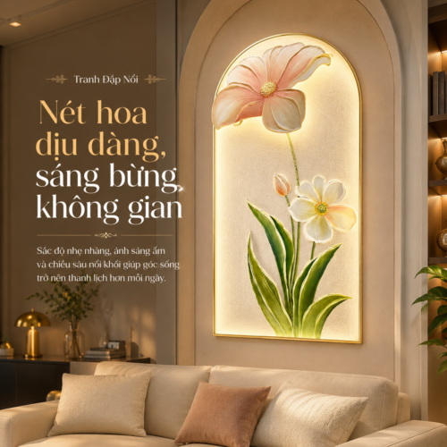 1-1 Hoa Hồng Nhạt Thanh Tao Khung Vòm Đèn LED (H85)