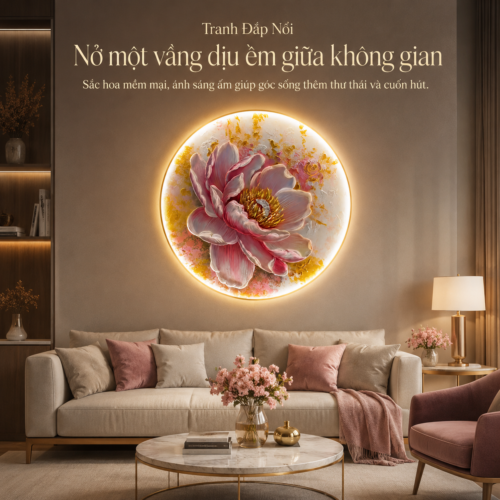 1-10 Hoa Mẫu Đơn Hồng Tròn Lãng Mạn Đèn LED (H94)