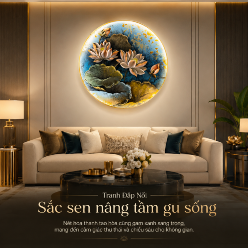 1-11 Hoa Sen Vàng Tròn Sang Trọng Đèn LED (H95)