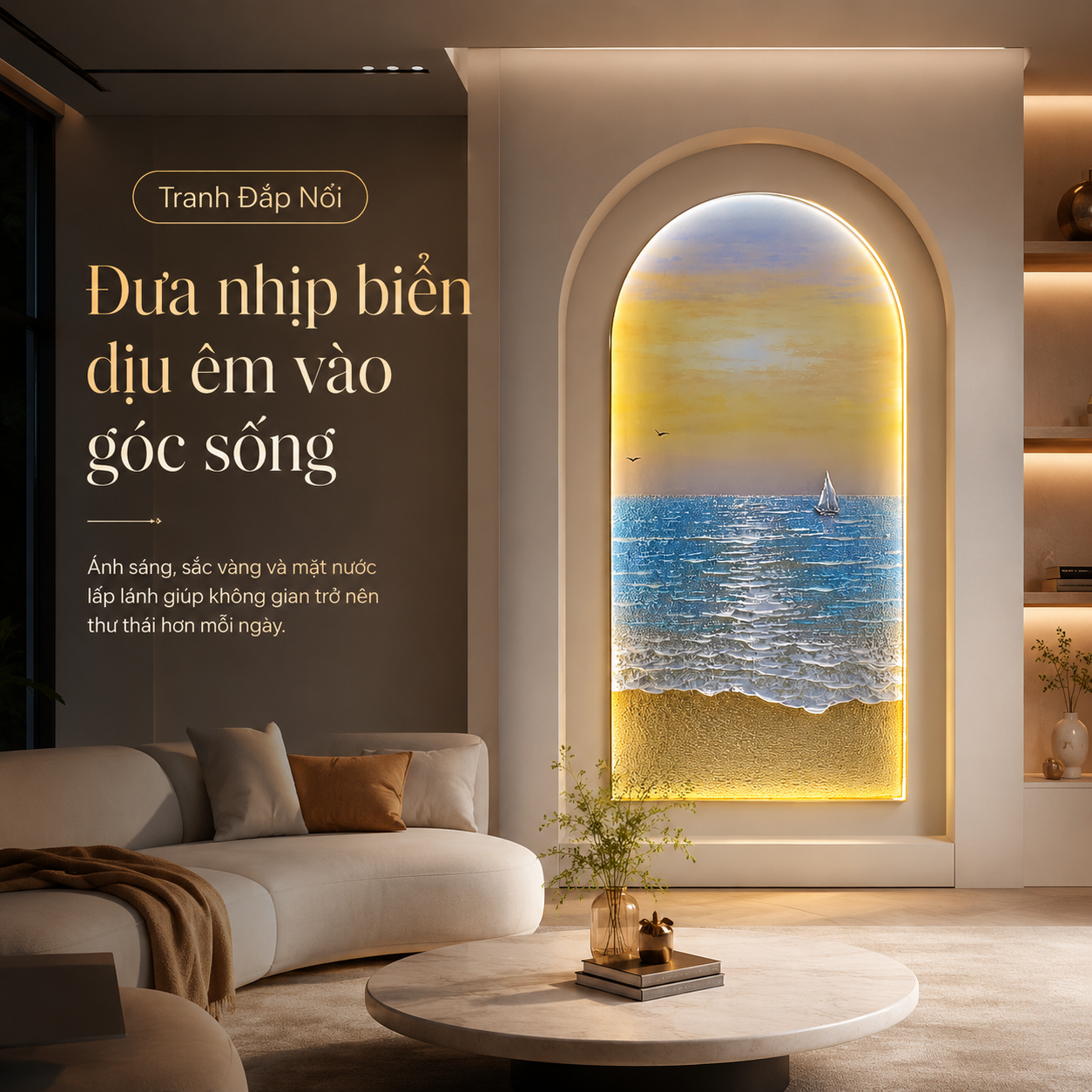 Biển Hoàng Hôn Khung Vòm Đèn LED (H97)