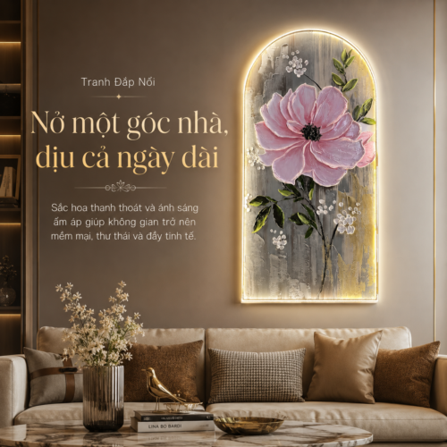 1-16 Hoa Hồng Lớn Nền Xám Khung Vòm Đèn LED (H100)