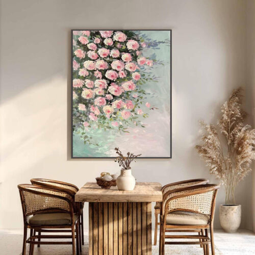 1-17 Tranh Sơn Dầu Hoa Tươi Sáng Phong Cách Hiện Đại (H63) - Tranh Ve Tay Thu Cong | Chen Decor