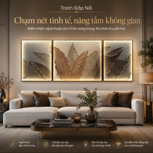 1-20 Lá Vàng Đồng Bộ Ba Tấm Chữ Nhật Đèn LED (H104)