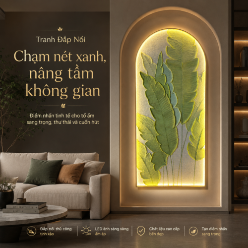 1-21 Lá Chuối Xanh Tươi Khung Vòm Đèn LED (H105)