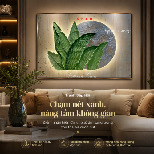 1-25 Lá Chuối Xanh Botanical Nền Đá Đèn LED (H109)