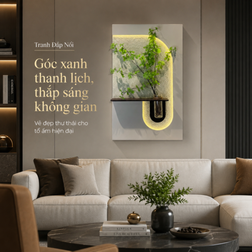 1-27 Cây Trồng Trong Bình Góc Xanh Đèn LED (H111)