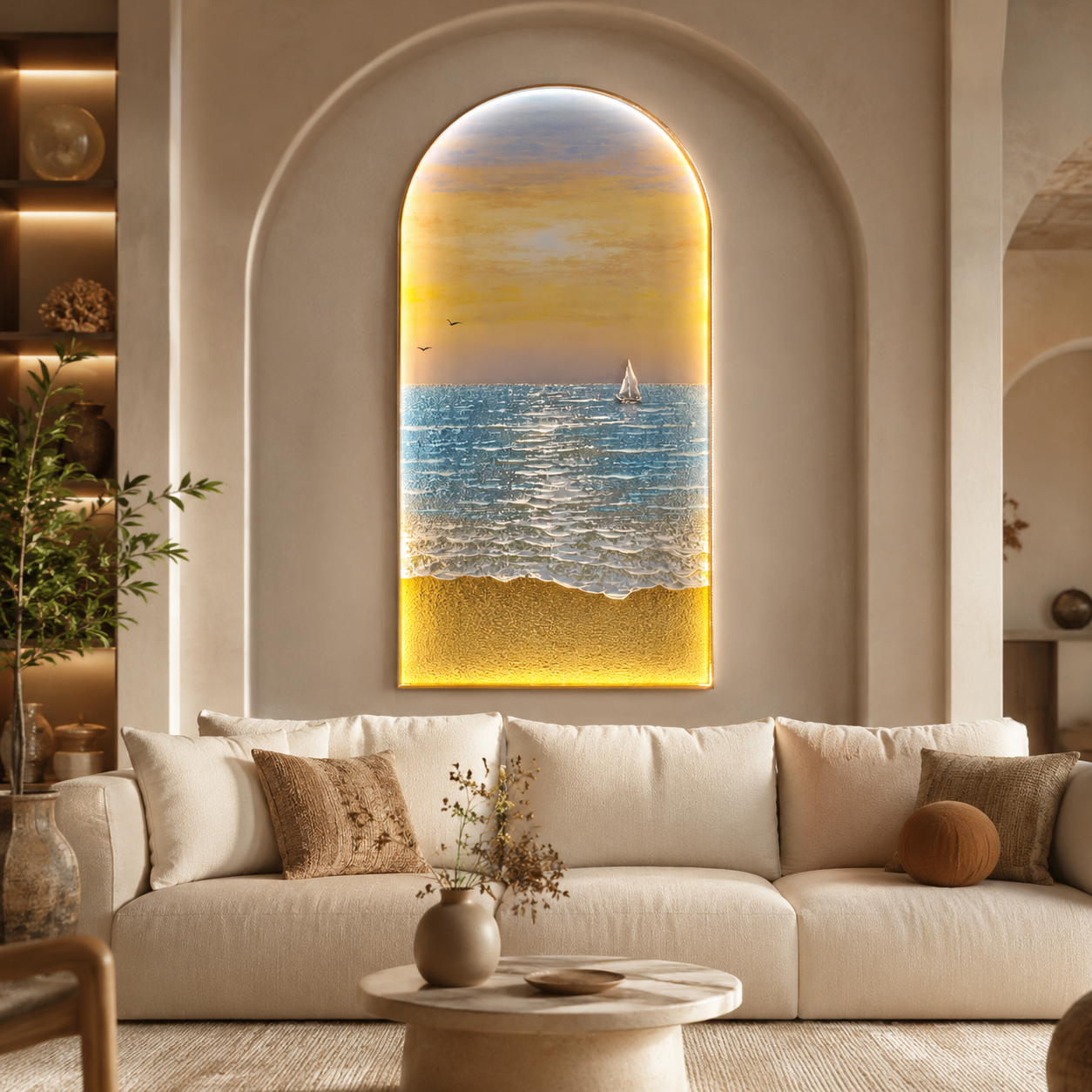 Biển Hoàng Hôn Khung Vòm Đèn LED (H97) - Ảnh 4