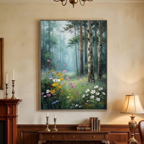 il_NxN.7989128738_m5je Tranh Sơn Dầu Rừng Hoa Dại Sương Sớm Xanh Biếc (H53) - Tranh Ve Tay Thu Cong | Chen Decor