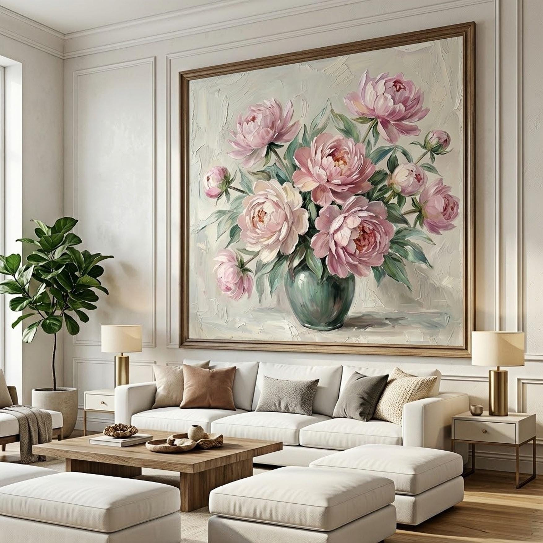 Hoa Mẫu Đơn Hồng Vàng Sang Trọng 5D (H133) - Ảnh 3