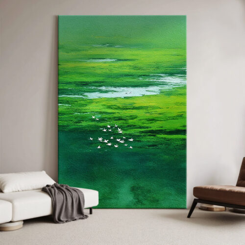 imgimg-02-2 Tranh Sơn Dầu Đồng Cỏ Xanh Đàn Chim Trắng Hiện Đại (H33) - Tranh Son Dau Ve Tay | Chen Decor